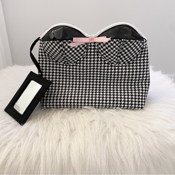 Frankie & Johnnie Make-up Cosmetic Houndstooth Bra Zipper Bag - Picture 6 of 7